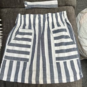 Blue and white stripped skirt